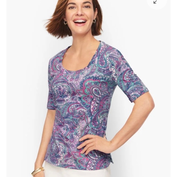 Talbots Short Sleeve T Shirt Multi Colour Size M NWOT - Picture 1 of 6